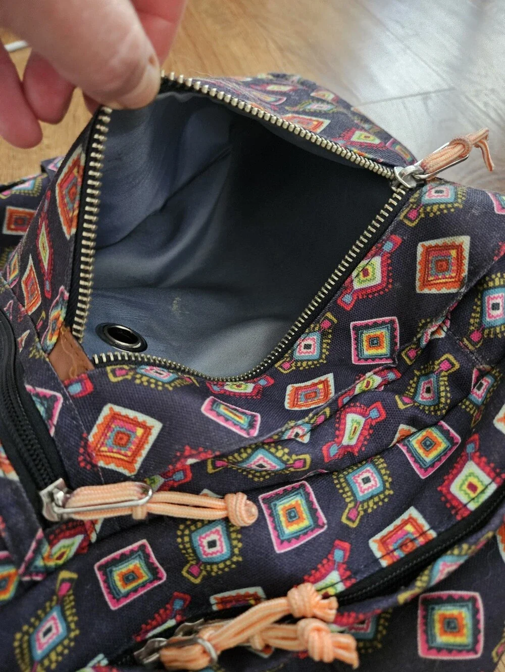 Vera Bradley Navy Backpack with Multicolor Diamond Print